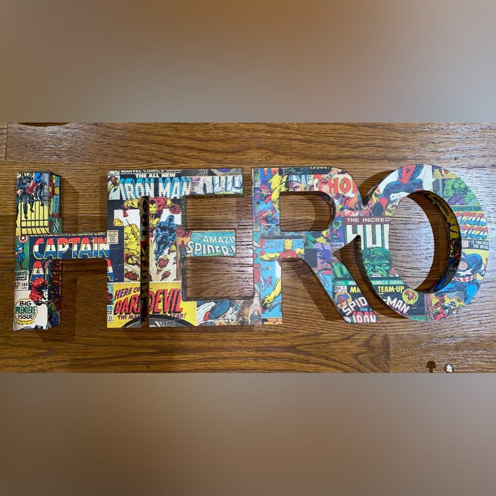 HERO comic book letters sign.